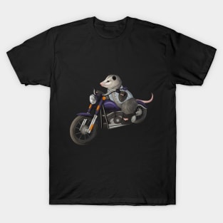 Opossum cruising on a motorcycle T-Shirt